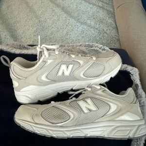 New Balance Light Gray and White Athletic Shoes